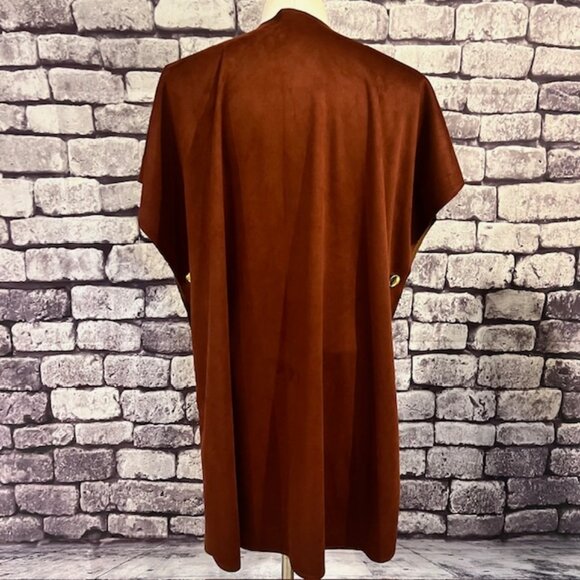 Chico's Brown Suede Like Fabric Cape One Size - Picture 6 of 9